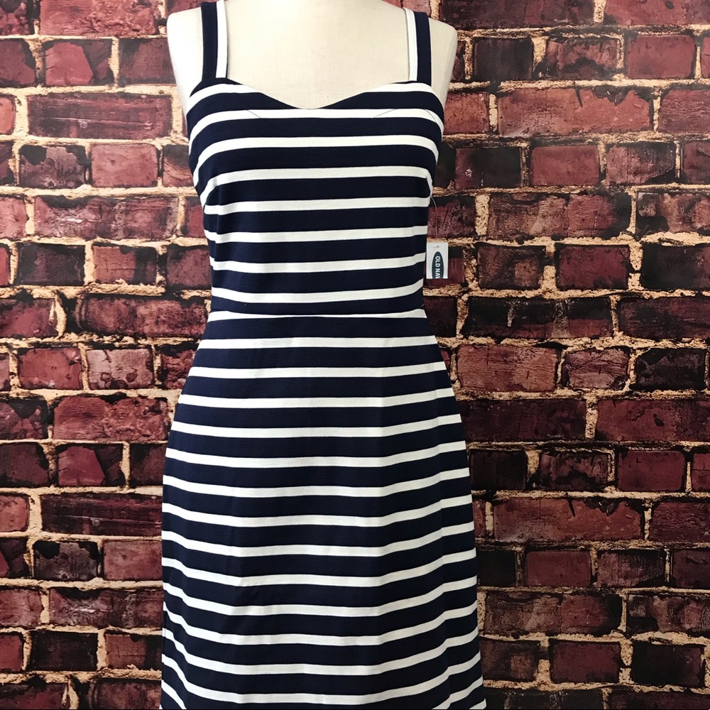 Old Navy Striped Sleeveless Tank Dress navy white